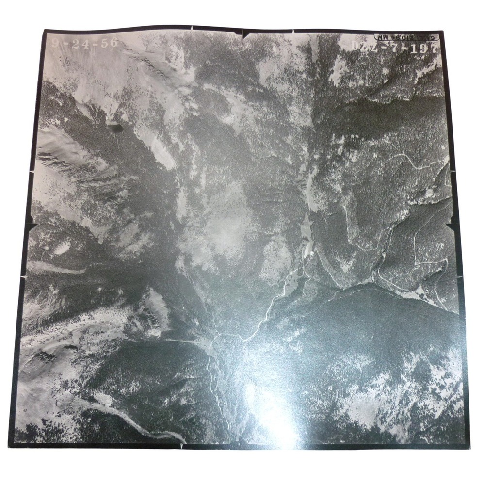 Vintage 1956 Aerial Survey Photo Mountain Topography DZZ-7-197 9x9 B&W Print